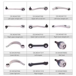 Factory Wholesale Car Suspension Parts For Audi A4Q5 Front Wheel Control Arm Lower Swing Arm 8K0407693 8K0407151 8K0407505